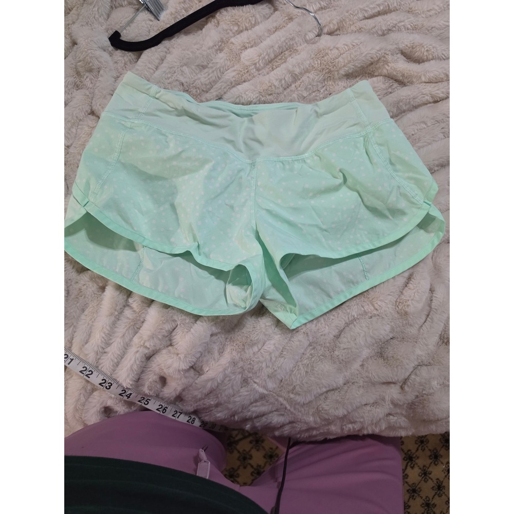 Lululemon Speed Up Shorts Mint Green Polka Dot Low Rise Running Size 4